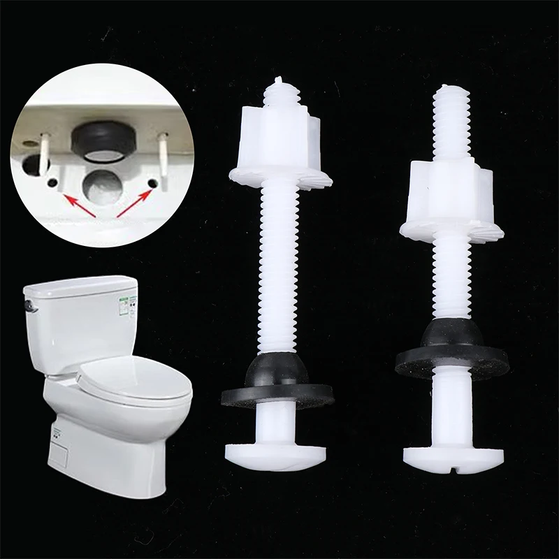 

2 Pcs Plastic Toilet Seat Hinge Repair Bolts + Fitting Screws +Washers Kit For Home Bathroom Accessories
