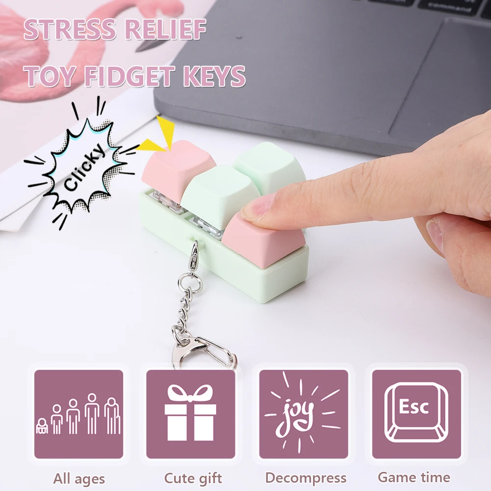 ABS PC Fidget Keyboard Toy Stress Relief Keychain