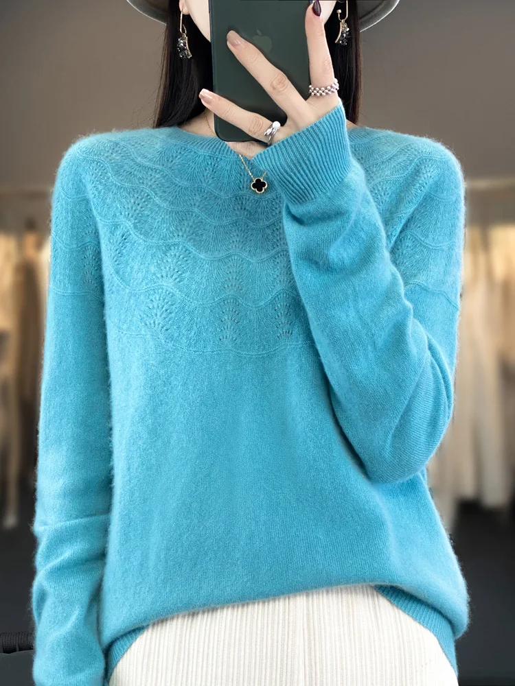 2023 Women Clothing AutumnWinter Jumper Aliselect Fashion 100% Merino Wool Top Traf Sweater O-Neck Full Sleeve Pullover Knitwear