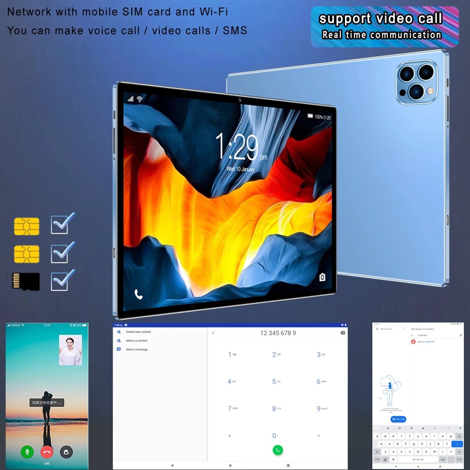 New 10.1-inch Tablet Android 11, 4RAM 64GB ROM, 1TB expansion, 1280x800 IPS Screen, 5000mAh Battery, GMS 3G Network, WiFi 4