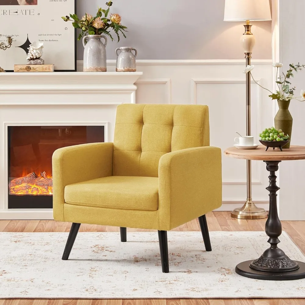 

Accent Chairs, Cozy Armchair Button Tufted Back And Accent Chairs