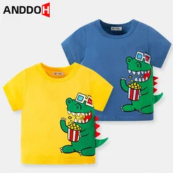 2t 7t dinossauro roupas dos desenhos animados crianças blusas de manga curta meninos camisola do bebê adolescente crianças roupas anime t shirts para crianças