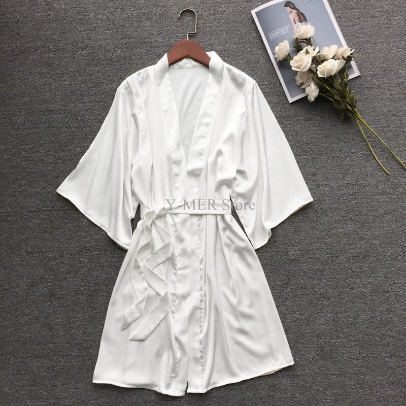 Green Nightgown Solid Color Kimono Lady Elegant Bathrobe Satin Homewear Wedding Bridal Gift Sleepwear women sleepwear sleepwear pajamas bride robes women dress