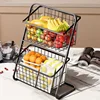 2 Tier Fruit Basket Kitchen Countertop Storage Organizer Fruits Vegetable Storage Iron Basket Bathroom Cosmetic Storage Rack 2
