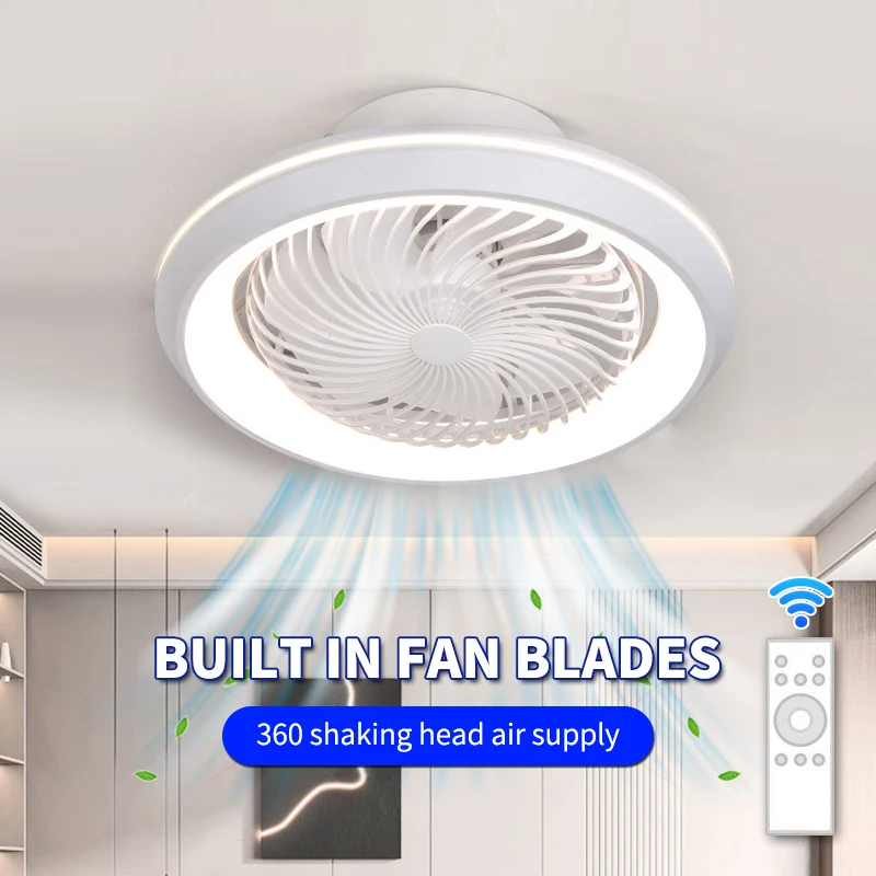 Enclosed 360 Degree Moving Head Fan Light Bedroom Integrated Fan Light Living Room Bedroom Dining Room Ceiling Light led ceiling fan lights led fan light 49cm