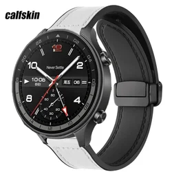 Magnetic Leather Strap, 22mm Premium Bracelet Band for OnePlus Watch 3 (White 6)
