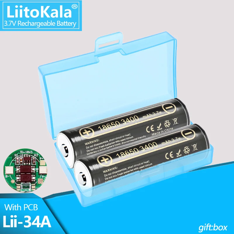 Bateria Recarregável de 116 Peças Liitokala Lii34a 3.7v 18650 3400mah com Proteção do Pwb Apropriada para o Modelo Etc da Aeronave do Uav Mais Caixa