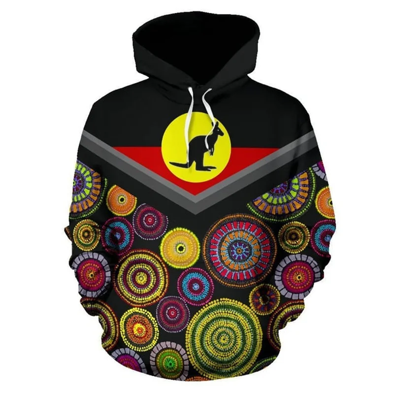 thumbnail image 1 of Novedades en sudaderas y sudaderas Sudadera con capucha aborigen de Australia Sudadera con capucha con estampado 3D para hombres Abrigo tipo jersey Ropa de moda urbana para niños, 1 of 5
