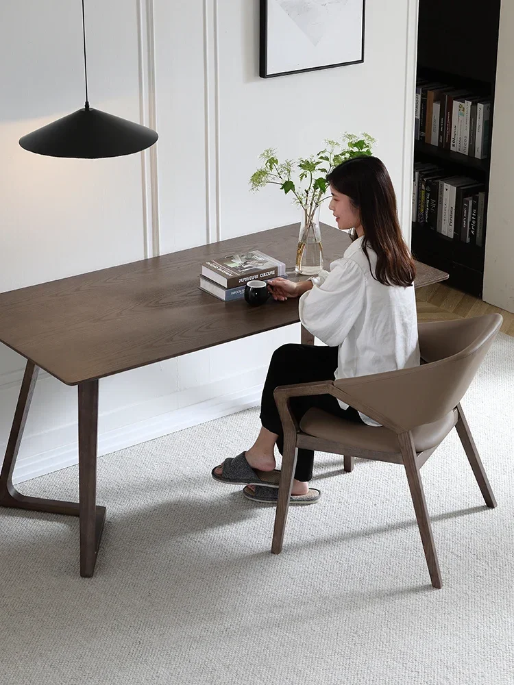 Simple Chair Household Book Dining Italian Pure Wood Table and Study Office s Set Working