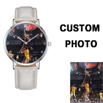 Aggiungi la tua foto all'orologio orologio da polso in pelle al quarzo su misura per gioielli di personalizzazione regalo di compleanno