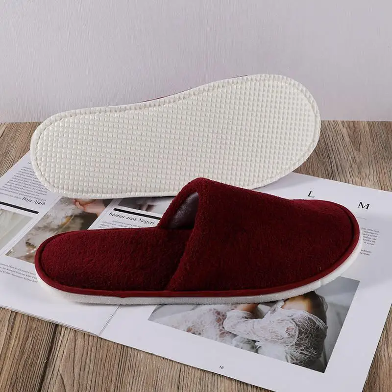 2/1 Pairs Coral Fleece Warm Slippers Hotel Travel Spa Half Pack Fluffy Slippers Winter Home Slipper For Men Women Guest Slippers 5