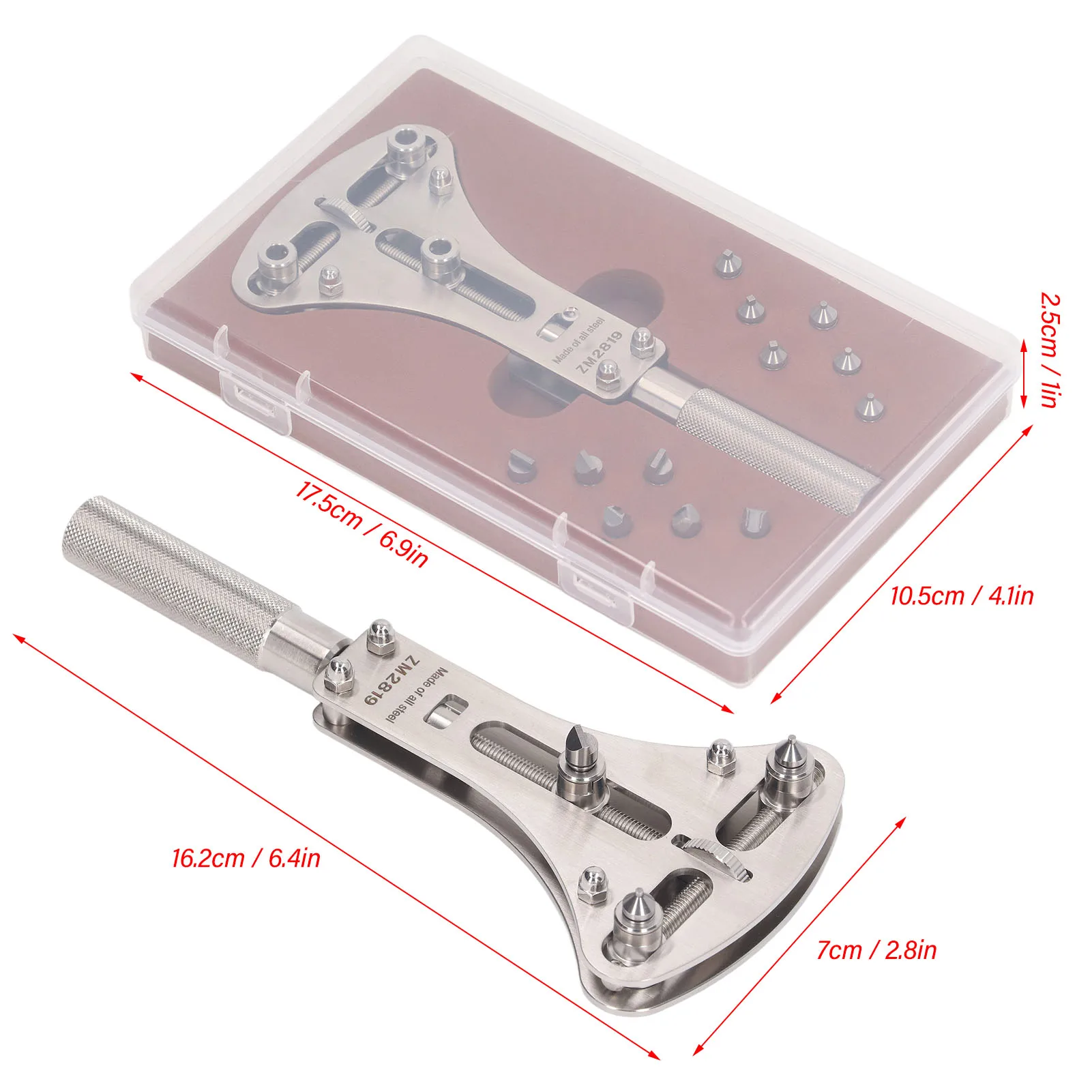 Stainless Steel Watch Case Back Opener and Battery Replacement Tool