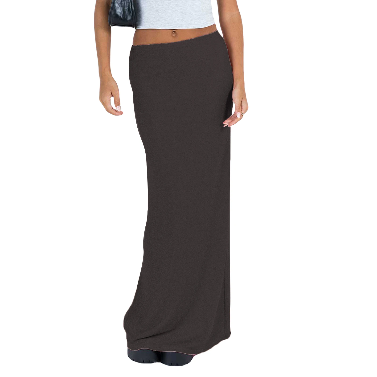 2023 New Women\'s Basic Half Length Tight Long Skirt Mid Waist Solid Color Beauty Midi Skirt Streetwear