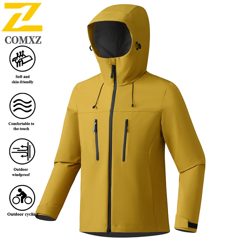EiAO Jacket Lightweight Hardshell  Spring Waterproof Windproof Abrasion-Resistant Hooded Outdoor Coat for Hiking Camping Fishing