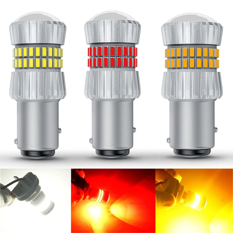 Super Bright Auto Tail Brake Bulb, 1157 LED Turn Lights, luzes diurnas de carro, lâmpadas reversas, P21, 5W, BAY15D, 12V, Canbus, 2400Lm, 2pcs