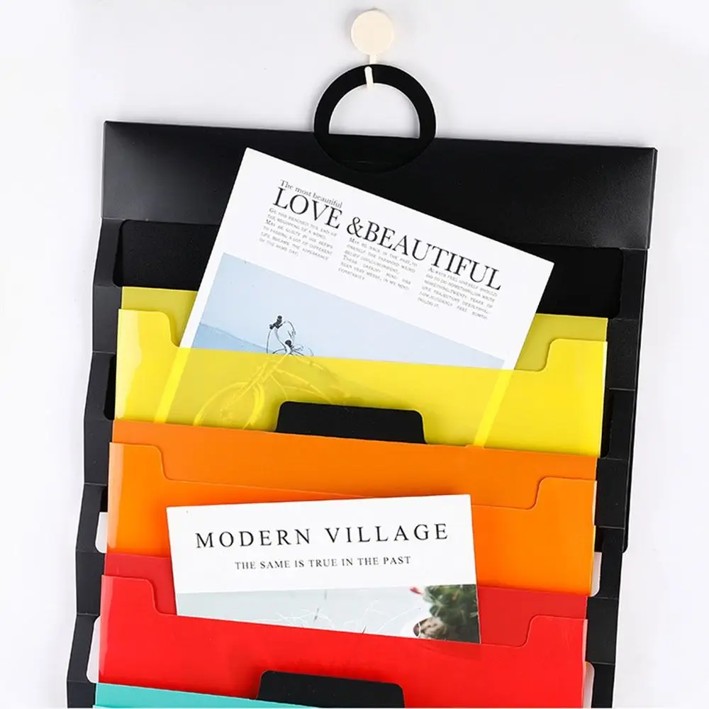 Large Capacity Wall Mounted File Folder Expandable Accordian Pockets for Rainbow File Organizer