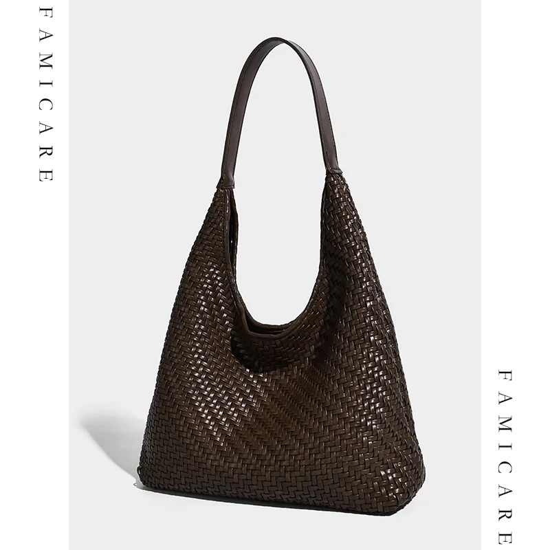 Women Premium Handbag 2025 New Vintage Spacious Woven Pattern Tote Bag Fashionable Single Shoulder Underarm Bag for Commuting 1