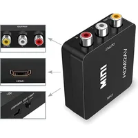 HDMI To RCA Converter with USB Cable HD 1080p Video Audio Converter HDMI To AV Converter for TV VHS VCR DVD Laptop PC HDTV PS3 - Image 4