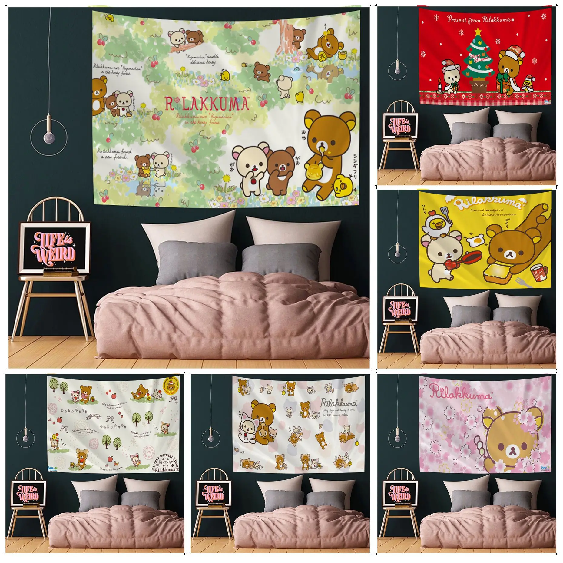 

Rilakkuma Tapestry Anime Tapestry Hanging Tarot Hippie Wall Rugs Dorm Home Decor