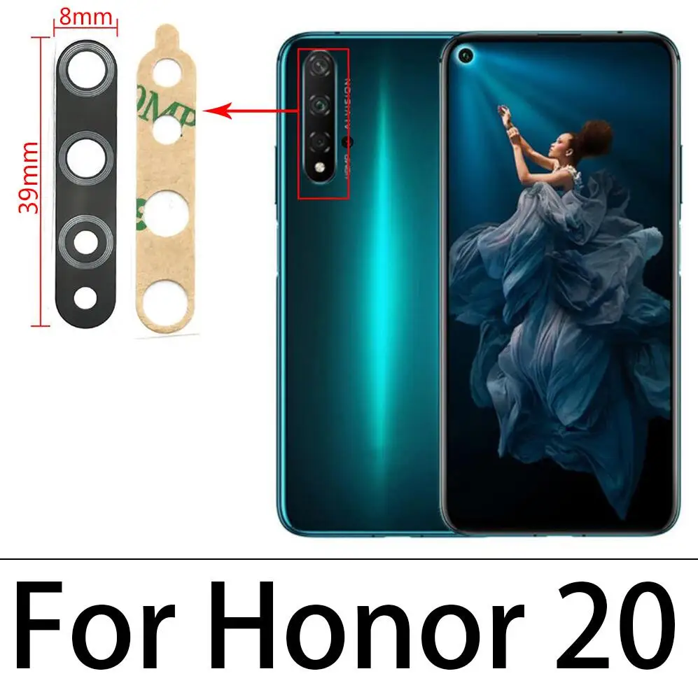화웨이 명예 8X 9X 10i X10 10 30 50 Lite V30 Pro 20i 20S 30i 30s 50 5G 용 접착제가있는 새 후면 후면 카메라 유리 렌즈 커버