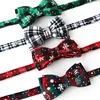Christmas Bowknot Cat Small Dog Collar with Bell Plaid Snowflake Adjustable Breakaway Pet Puppy Kitten Buckle Necklace 3