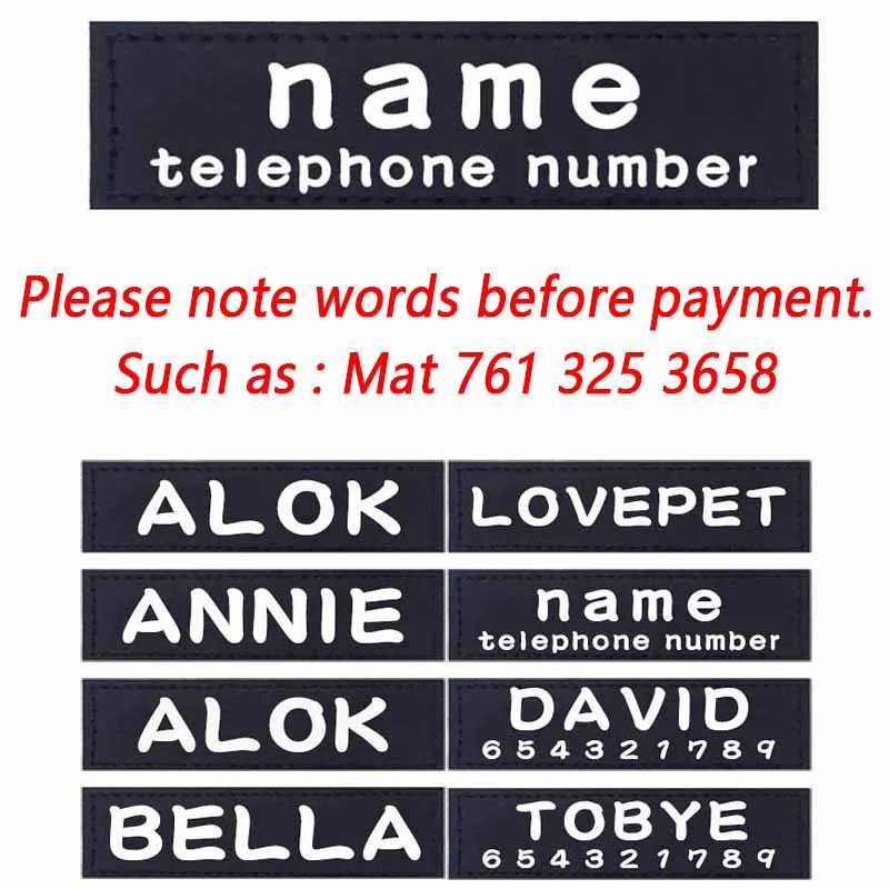 

PU Personalized Dog Tag Dogs Name Custom K9 Dog Harness Collar Label Stickers Pets Harness Customized Name Dog Name Tag Engraved