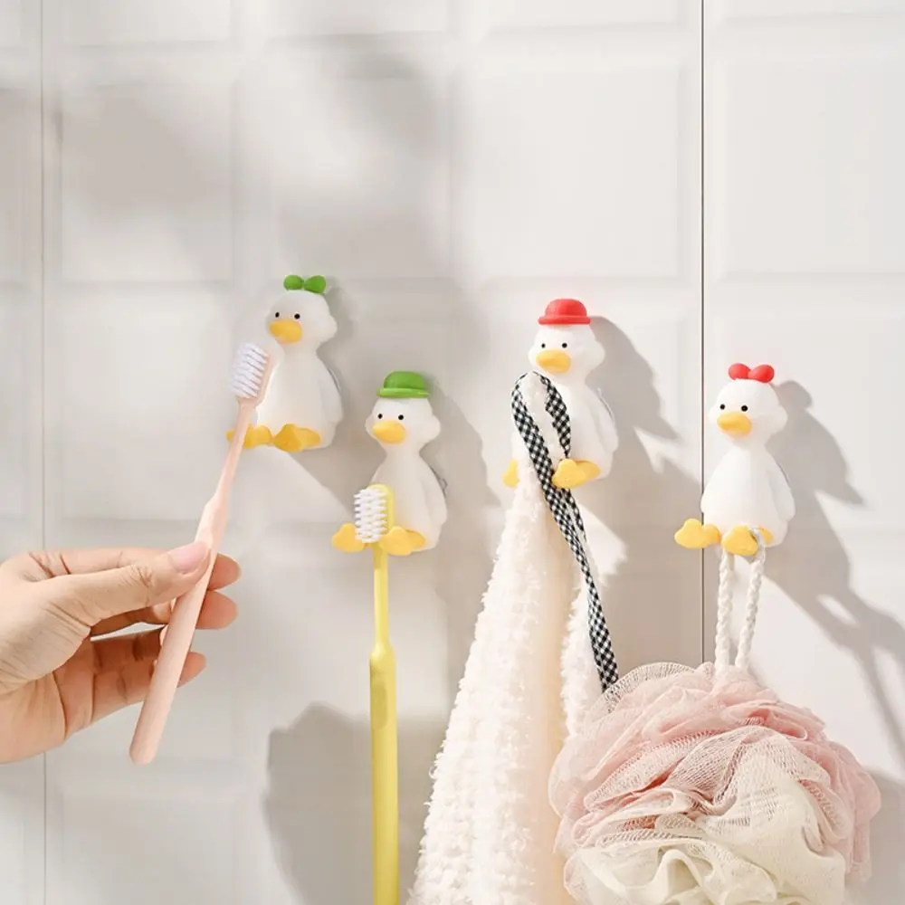 Creativity Silicone Duck Toothbrush Holder Cute Wall-mounted Toothbrush Rack Cartoon Suction Cup Storage Rack