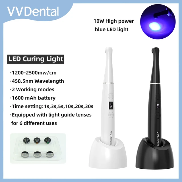 VV Dental LED Curing Light Wireless 1 Second Curing Lamp Equipment 2500mW/cm² Resin Cure Dentistry Machine Photopolymerize Lamp