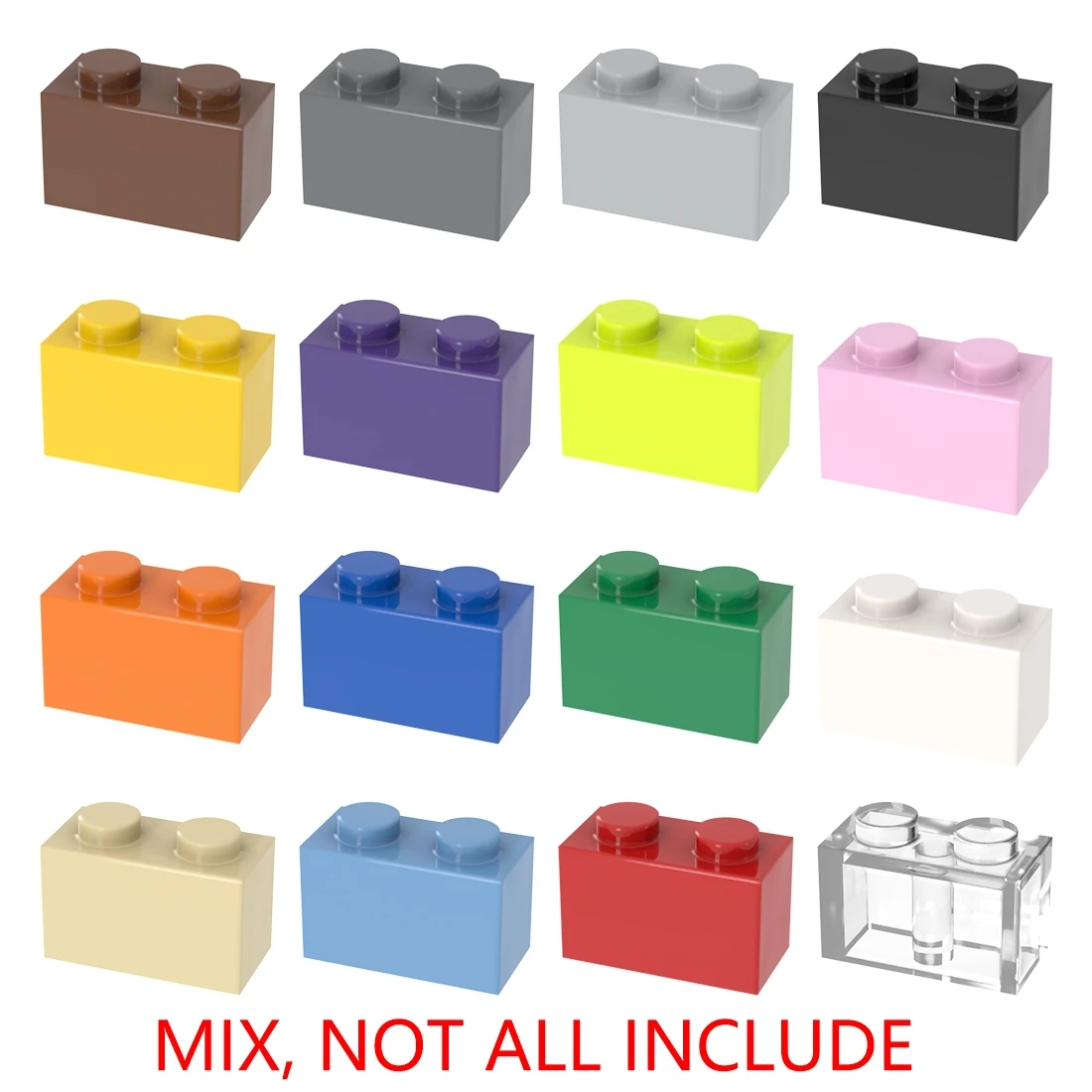 Colorful 1x2 Building Blocks Set - Creative DIY Thick Bricks Collection