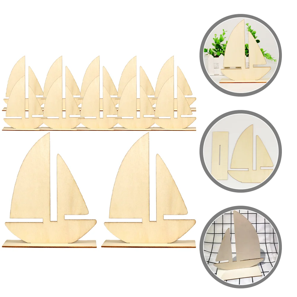 

Unfinished Wooden Cutouts DIY White Embryo Sailboat Beach Toys Kindergarten Craft Accessory
