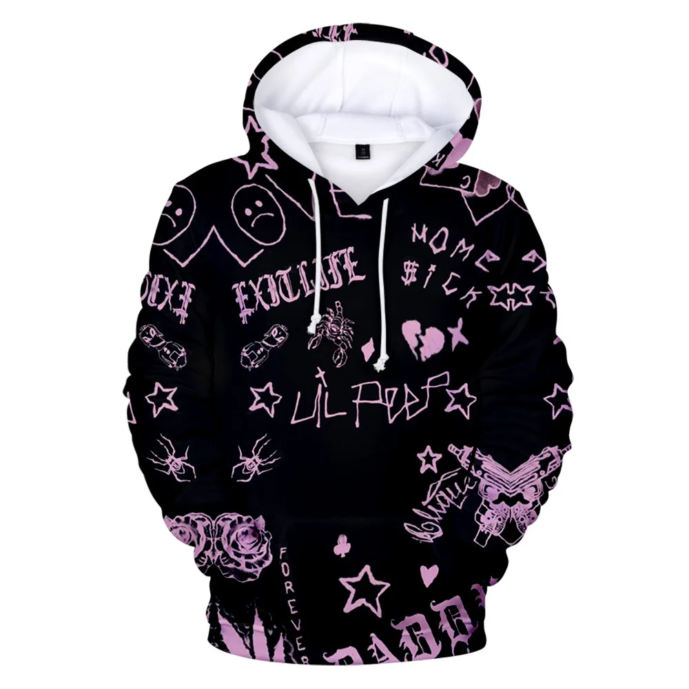 

Hip hop casual lil peep dos homens de grandes dimensões com capuz pulôver topos