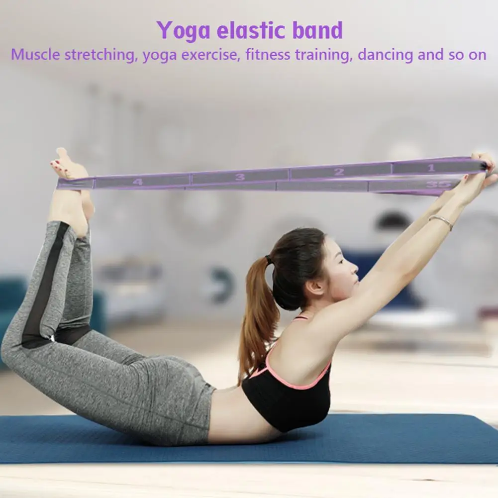 Sports Yoga Straps Stretching Band 9 Loops High Elasticity Fitness Exercise Workout Resistance Bands Yoga Pilates Gym Pull Ropes