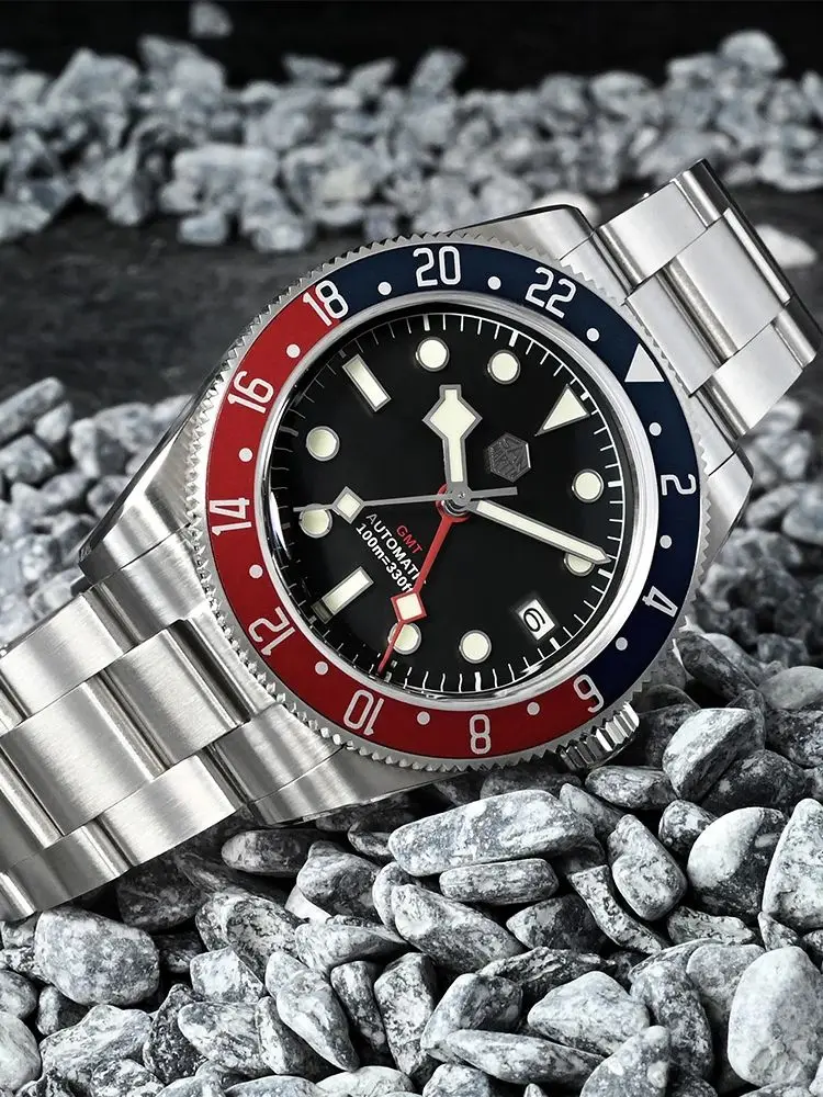 San Martin 남성용 기계식 자동 손목시계, NH34 GMT 시계, 3H 날짜 방수, 10Bar Relojes BGW9 Lume, SN0109, 39mm
