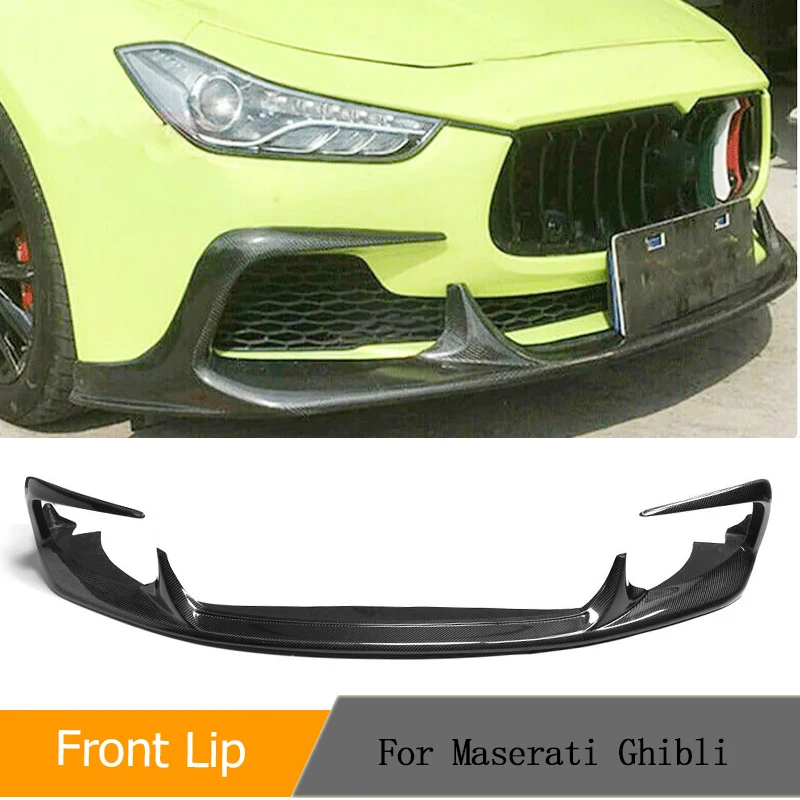 

Carbon Fiber Car Front Bumper Lip Spoiler For Maserati Ghibli 2014 2015 2016 Racing Front Lip Chin Protector Apron Guard