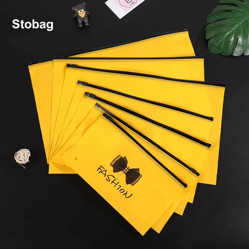 StoBag 50pcs Frosted Yellow Clothes Packaging Ziplock Zipper Bags Cute