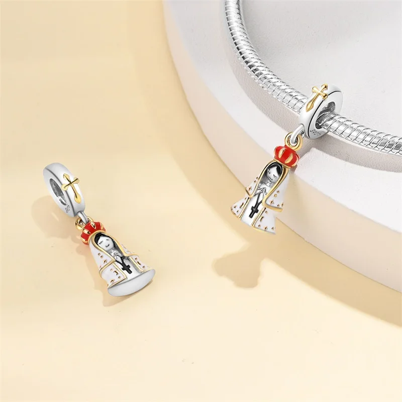 925 Sterling Silber Nossa Senhora Aparecida Baumeln Charms Perlen passen Qikaola 925 Original Armbänder DIY Schmuck machen für Frauen – Detail 14