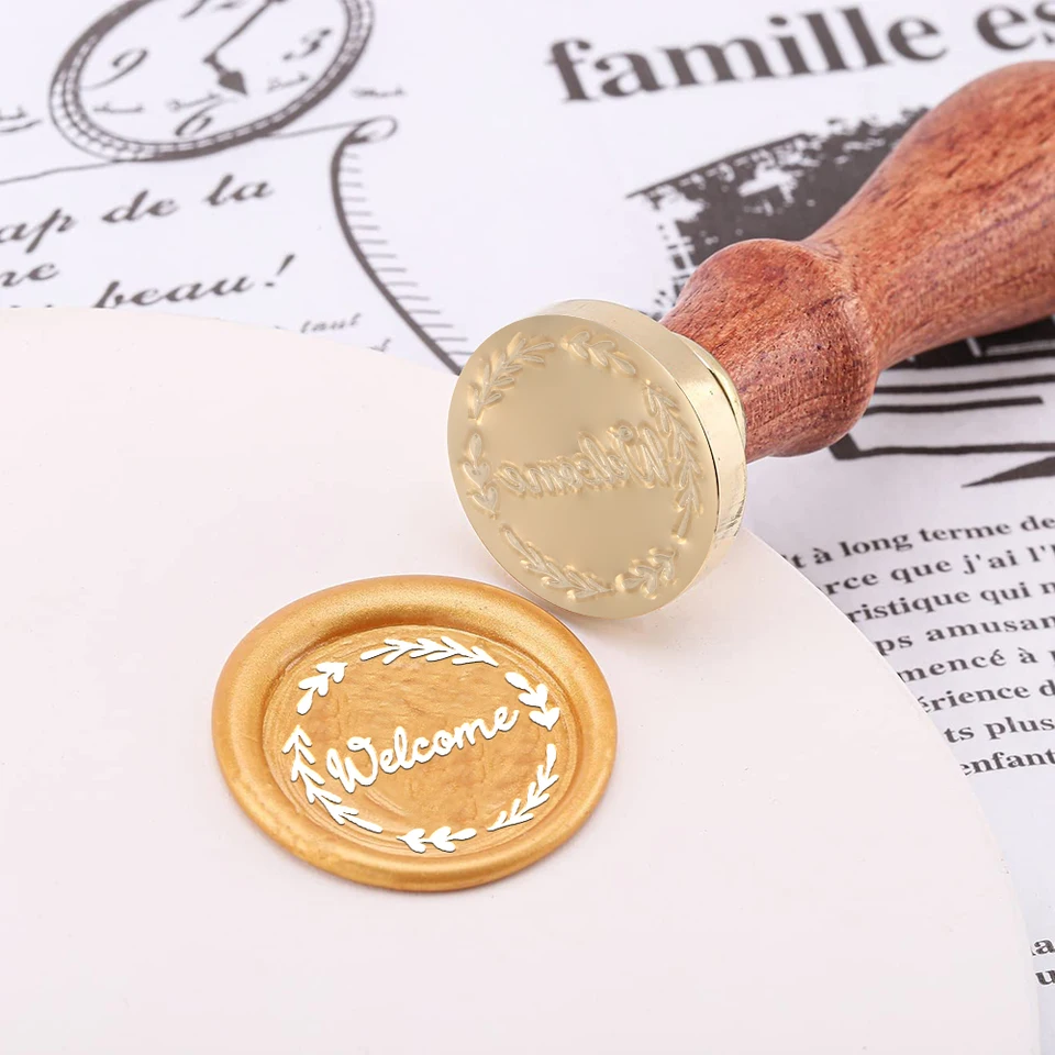 Happy Birthday Wax Sealing Stamp - 25mm Brass Cake Star Seal With Wooden Handle