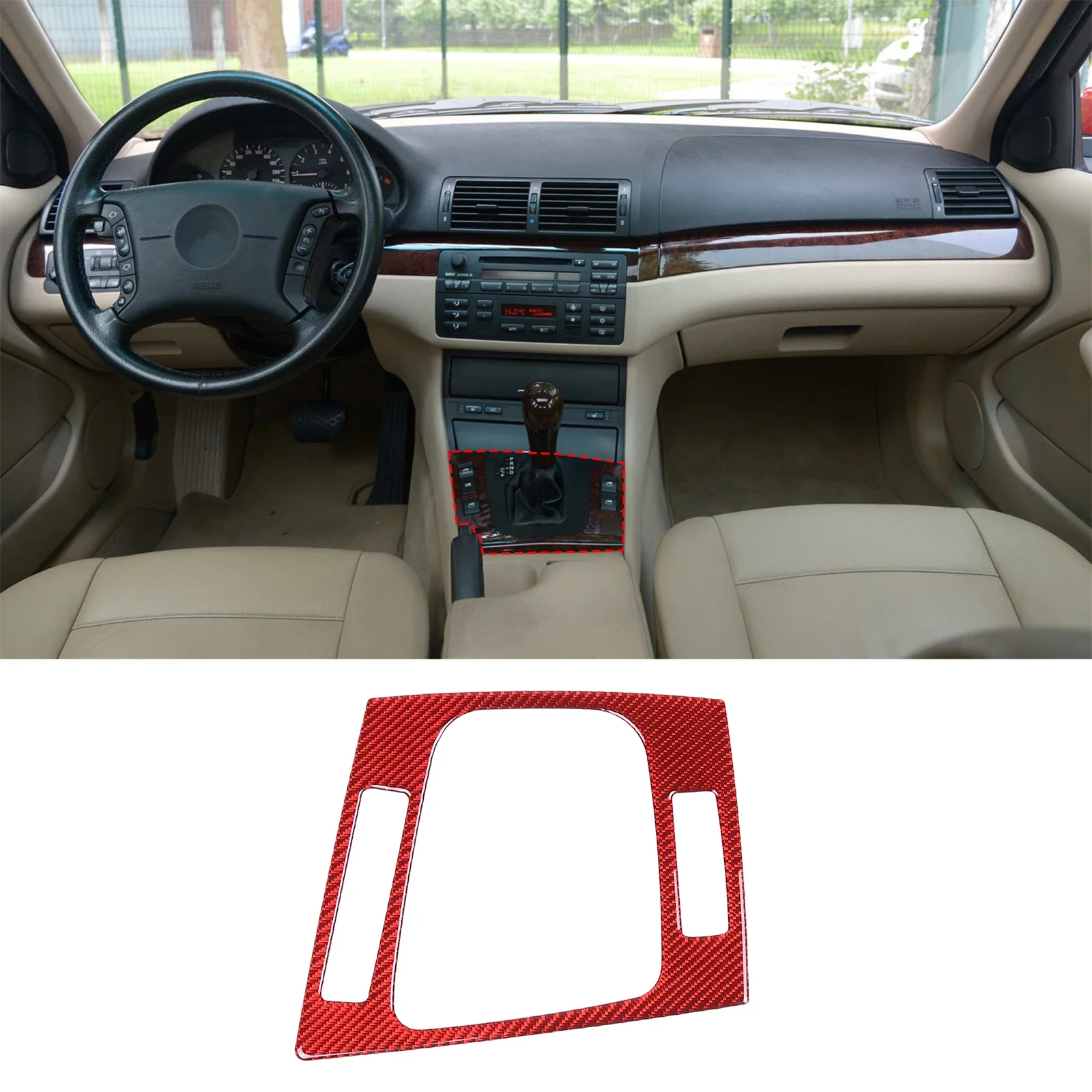 

For BMW 3 Series E46 1998-2004 Soft Carbon Fiber Gear Shift Panel Sticker Cover Car Decorative Accessories
