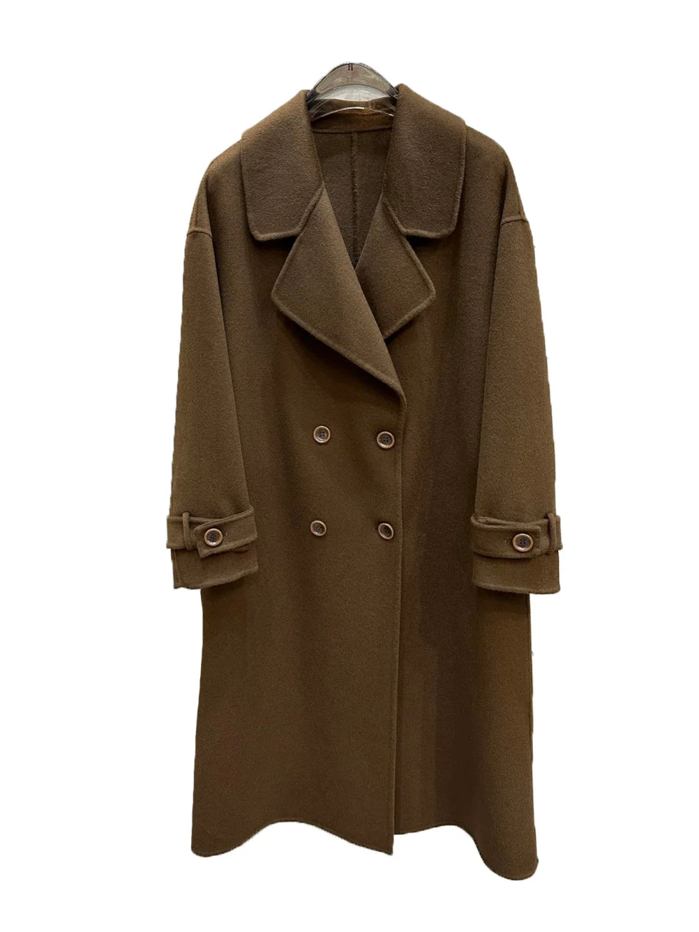

Tweed jacket lapel long loose fit double-breasted design warm and comfortable 2023 winter new 1227
