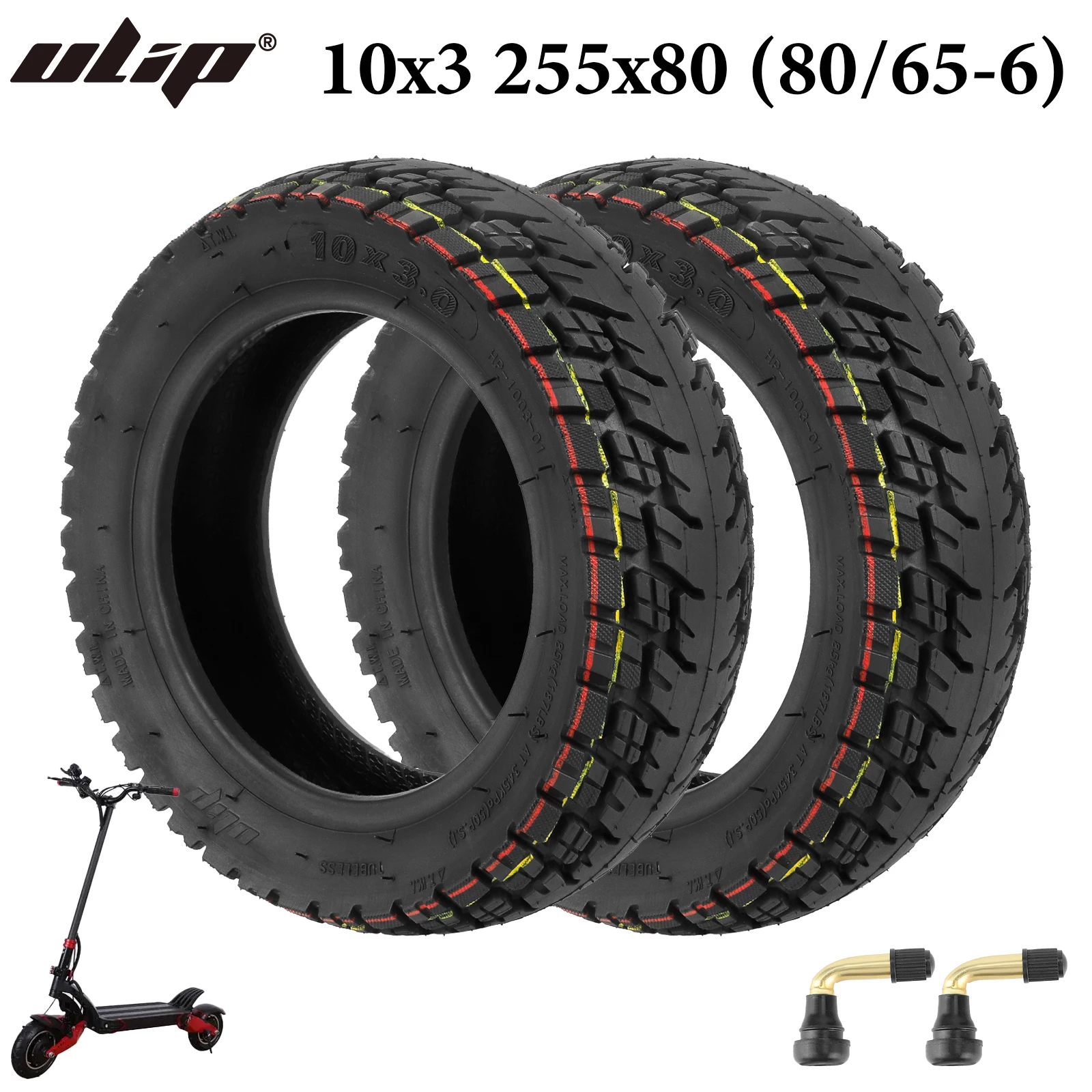 

Ulip 10x3 Inch Off-Road Tubeless Vacuum Tire 255x80(80/65-6) Full Rubber Extra Thick Anti-skid Tire For Zero/Kaabo/Kugoo Scooter