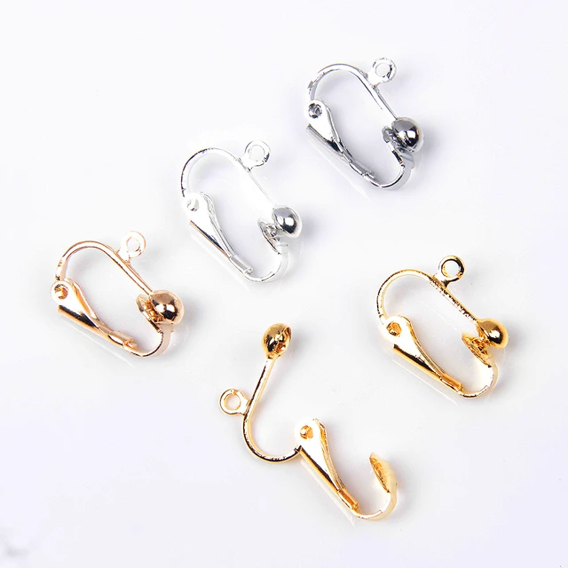 Ball clip on earring findings with loop DIY Nickel free jewelry making