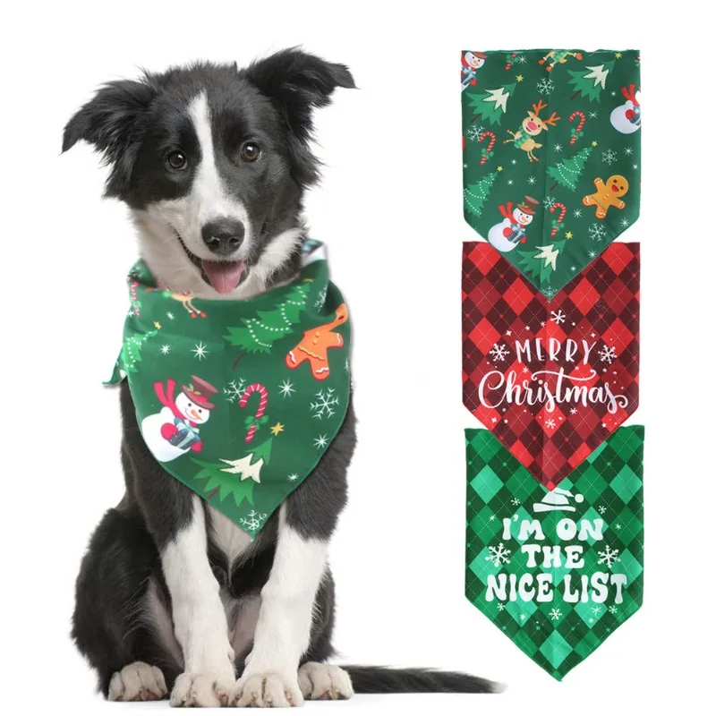 

Pet Dog Christmas Dress Up Set Xmas Tree Hat Elk Snowman Triangle Scarf Cats Christmas Neckerchief Headwear Bow Ties for Dogs