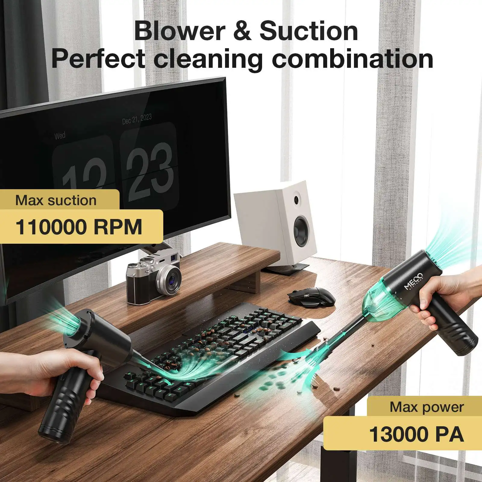 CR1 Compressed Air Duster & Vacuum 2 in 1 MECO 110000RPM Electric Air Blower 13000PA Keyboard Cleaner with 3 Gear Rechargeable 2