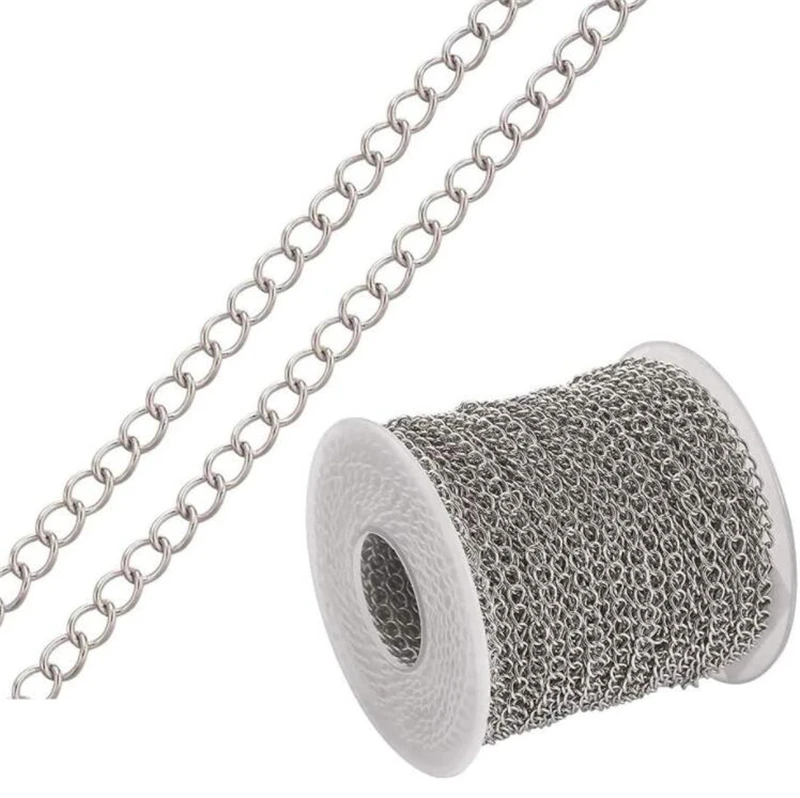 

10m/Roll Stainless Steel Curb Chain for DIY Charm Craft Bracelet Necklace Jewelry Making Supplies Materials Handmade Accessories