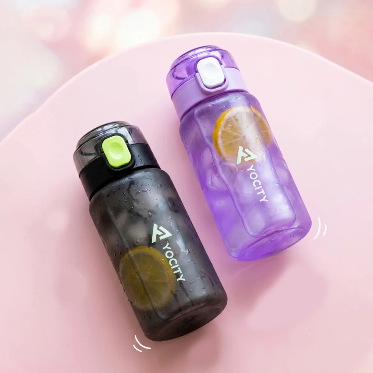 Portable Leak-Proof Tritan Sports Water Bottle with Time Marker for Fitness and Outdoor Activities