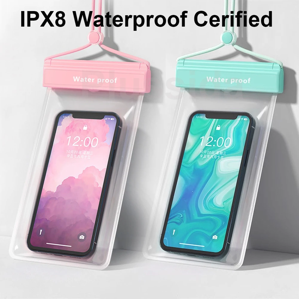 2-Pack IPX8 Waterproof Phone Pouches - Universal Swim and Beach Dry Bags
