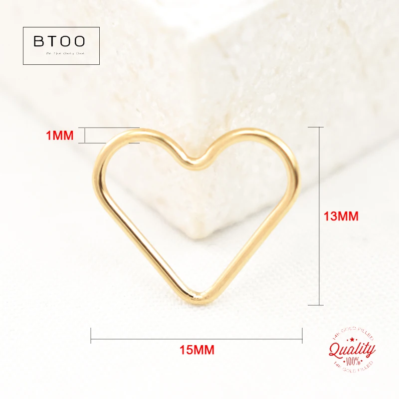 14K Gold Filled Heart Charm 15MM Gold Pendant For Bracelet Necklace Earring DIY Jewelry Findings Jewelry Accessories