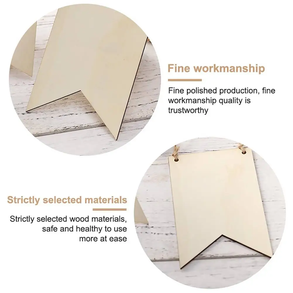 12/48pcs Natural Wooden Signs Banner DIY Unpainted Rustic Hanging Panes Blank Banner Board For Birthday Party Holiday