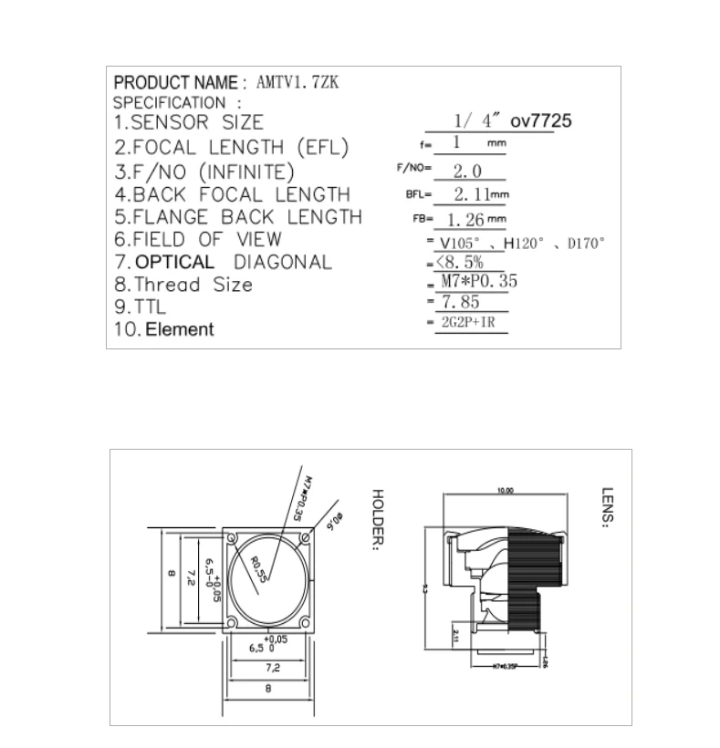 HD Mini Fisheye Lens with 170-Degree Wide Viewing Angle