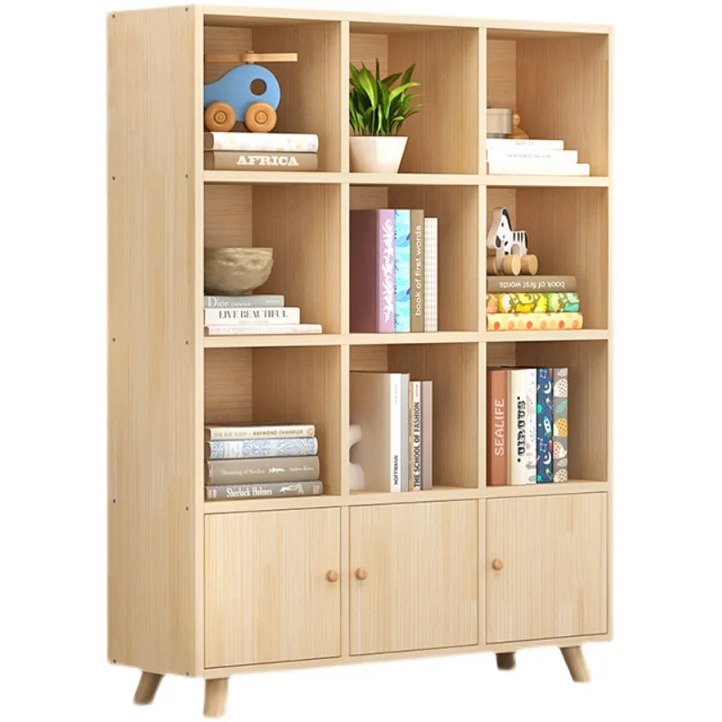  Estantería blanca de madera maciza, estante de piso, gabinete  bajo para aula, estudiante, combinación de celosía, estantería MINGPING  (tamaño : 55.1x9.4x61.0 in) : Hogar y Cocina